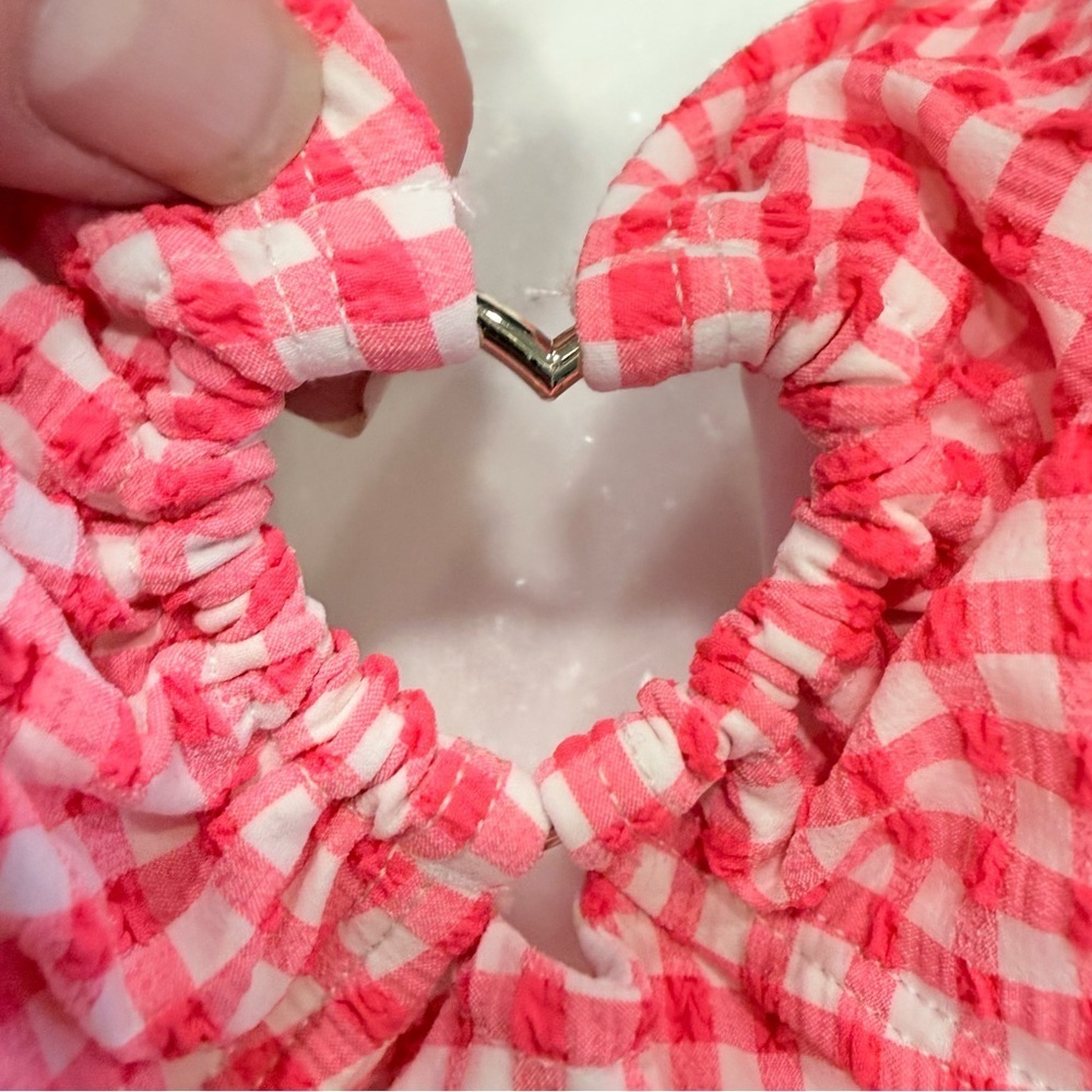 BETSEY Johnson 1 Pcs Bathing Suit Retro Pink & White Gingham Adj. Strap Sz M NEW - Picture 5 of 16
